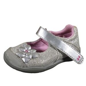 Surprize Stride Rite Katelyn Toddler Girls 4 Silver Glitter Mary Jane Shoes